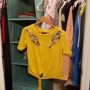 World together embroidered flower top